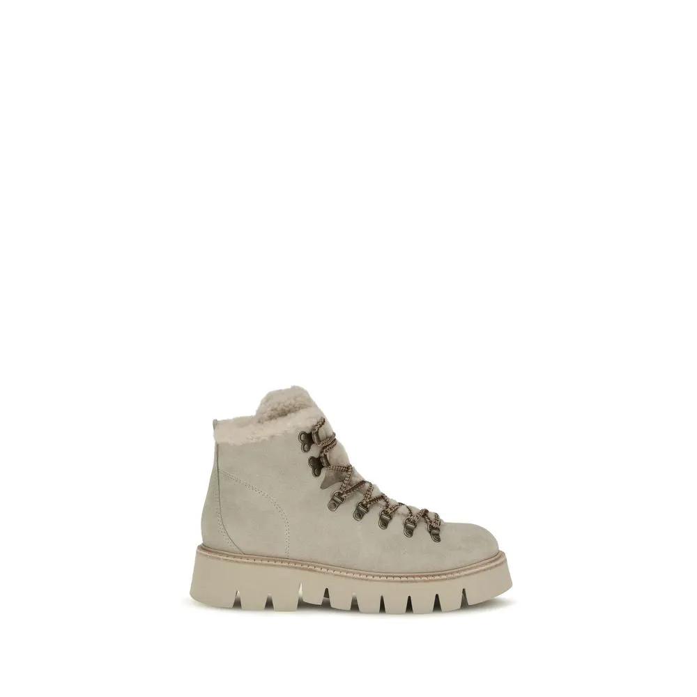 Pedro García Pedro García Beige Calf Leather Bos Taurus Lace-Up Boots