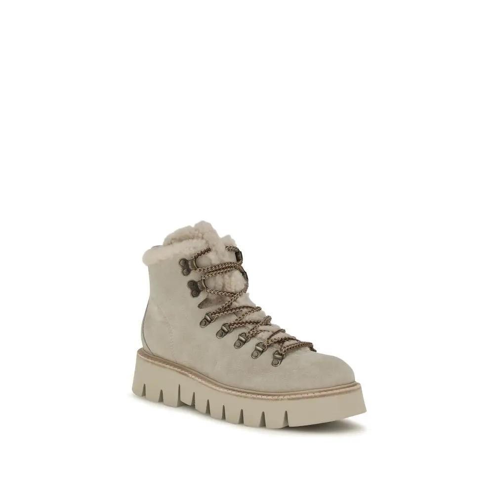 Pedro García Pedro García Beige Calf Leather Bos Taurus Lace-Up Boots