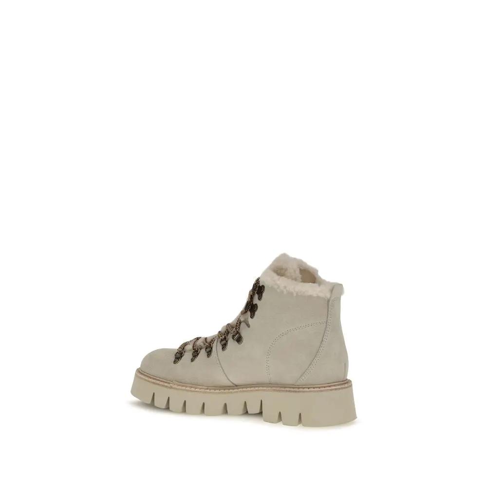 Pedro García Pedro García Beige Calf Leather Bos Taurus Lace-Up Boots