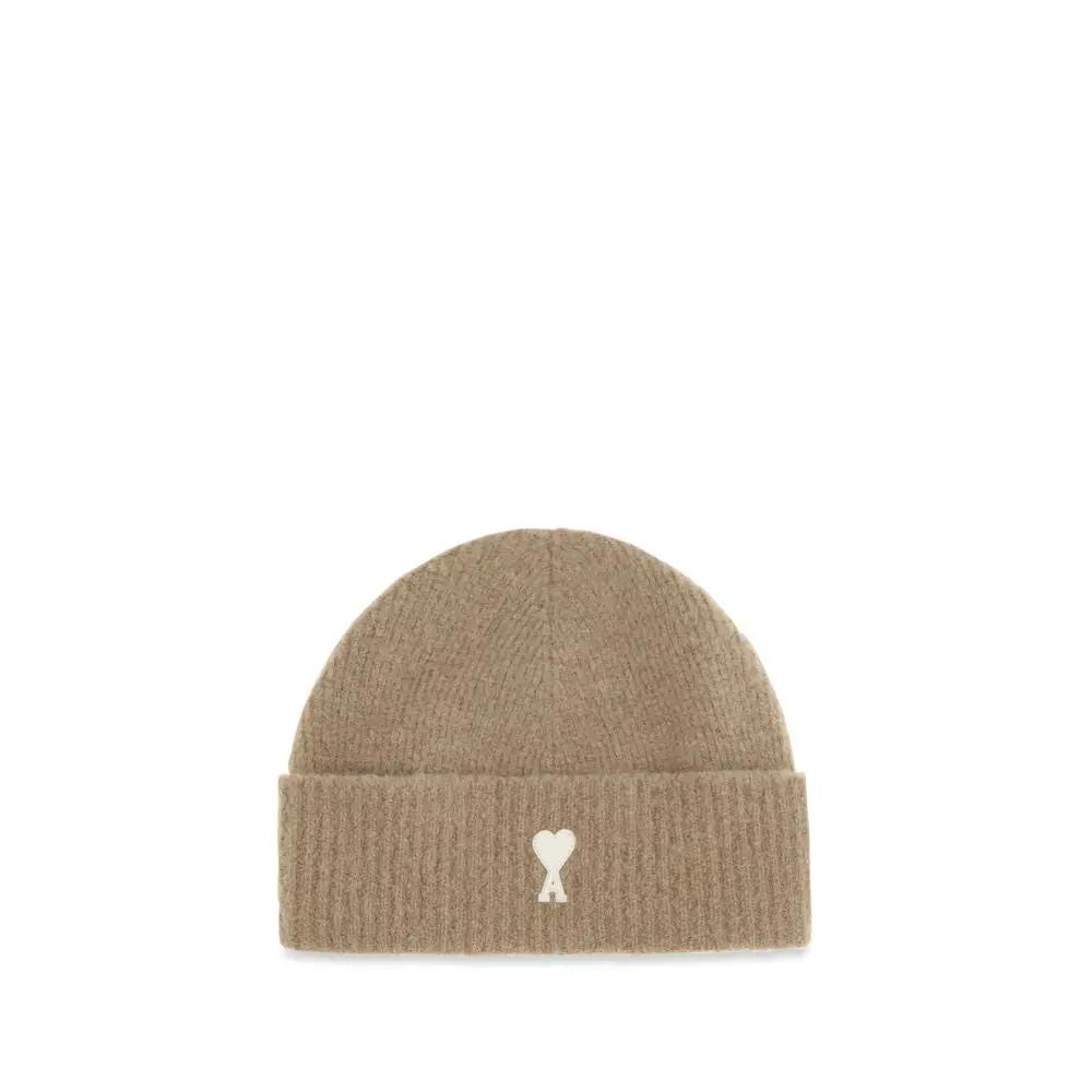 Ami Paris Beige Wool Oves Aries Beanie