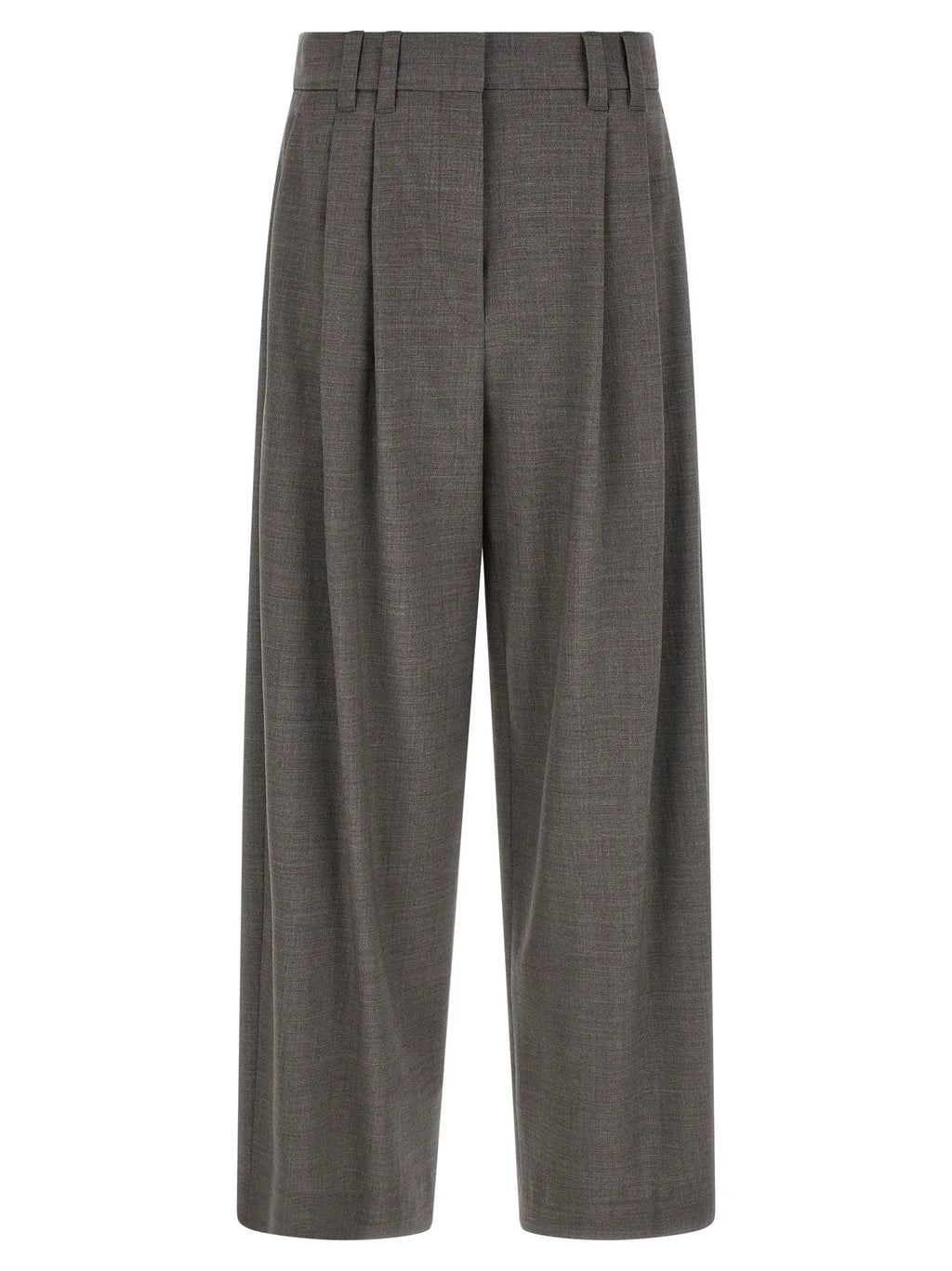 Brunello Cucinelli Gray Virgin Wool Cropped Pants
