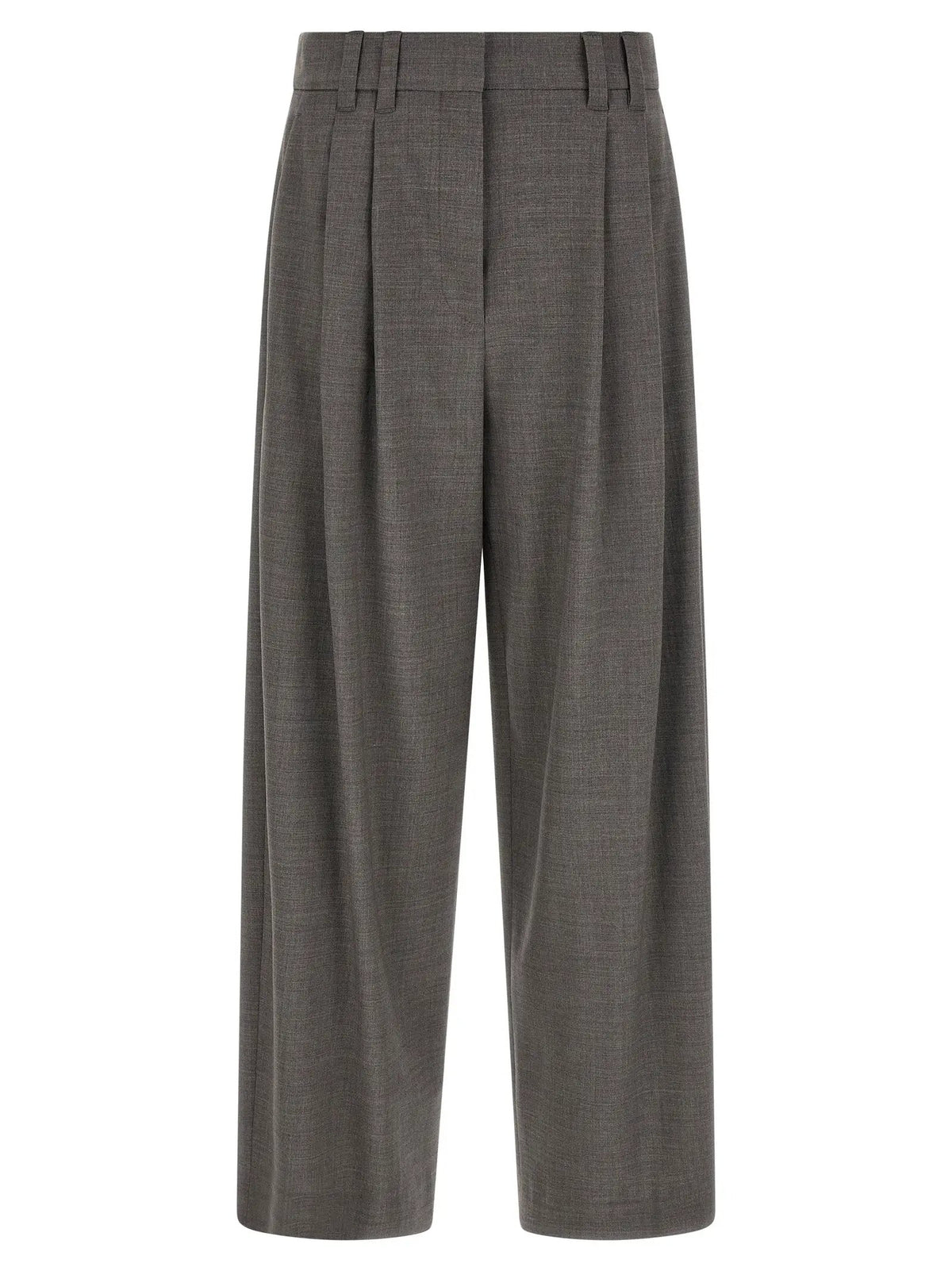 Brunello Cucinelli Gray Virgin Wool Cropped Pants