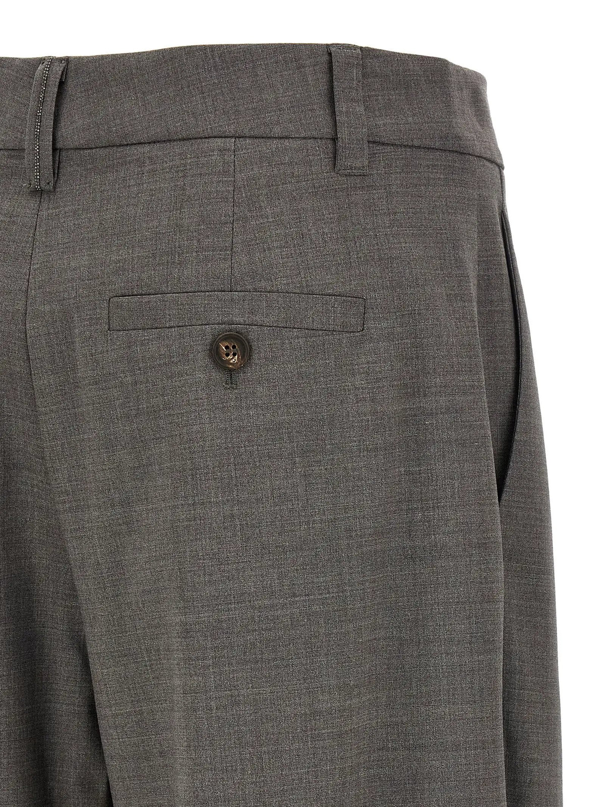 Brunello Cucinelli Gray Virgin Wool Cropped Pants