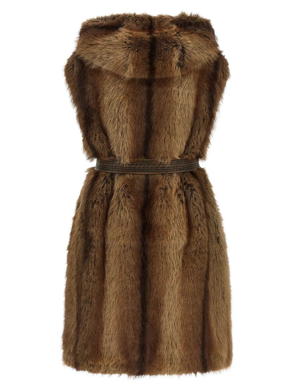 PINKO Brown Polyester Sleeveless Jacket