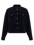 Max Mara Blue Cotton Full-Length Jacket