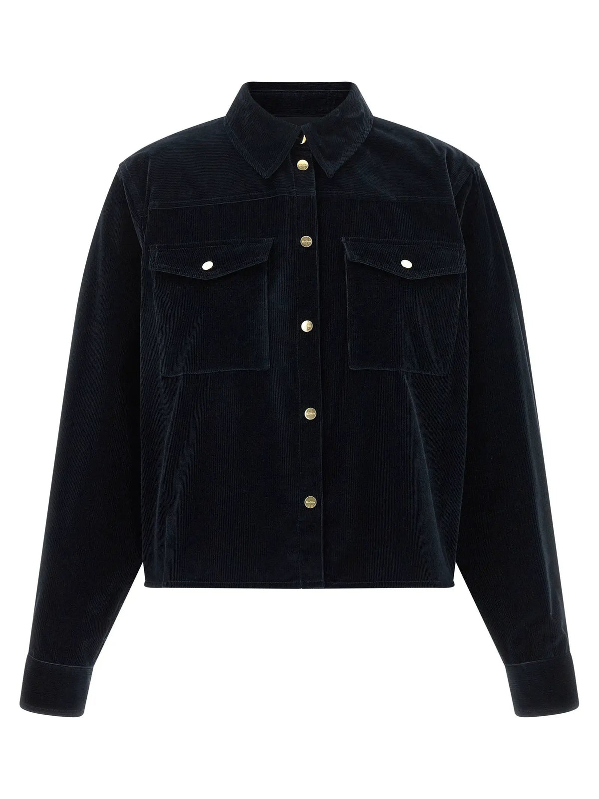Max Mara Blue Cotton Full-Length Jacket