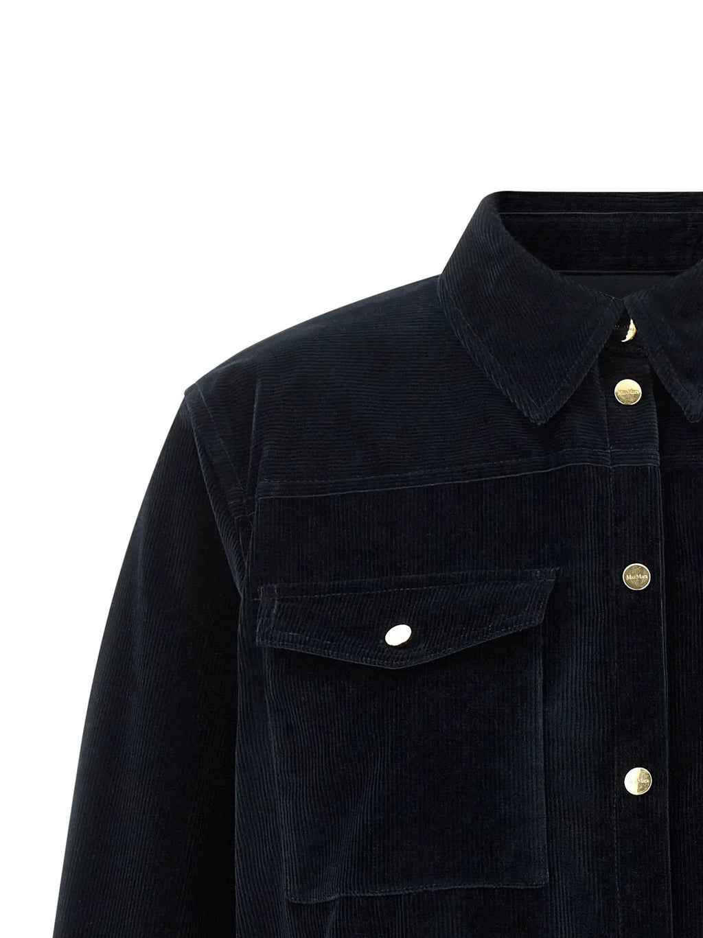 Max Mara Blue Cotton Full-Length Jacket