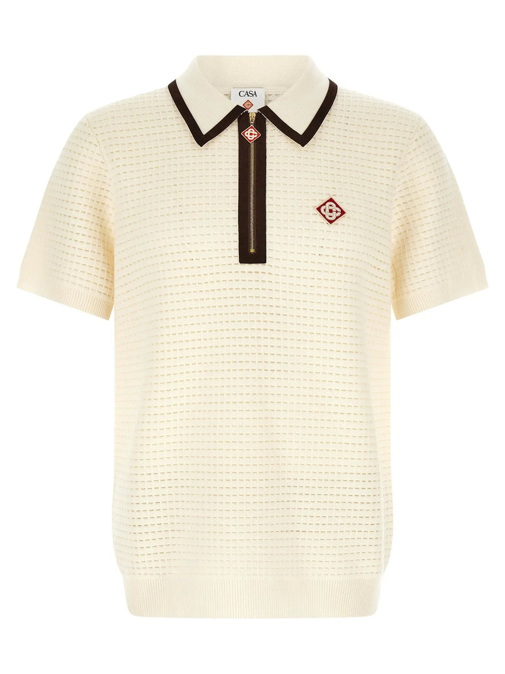 Casablanca White Wool Polo Shirt
