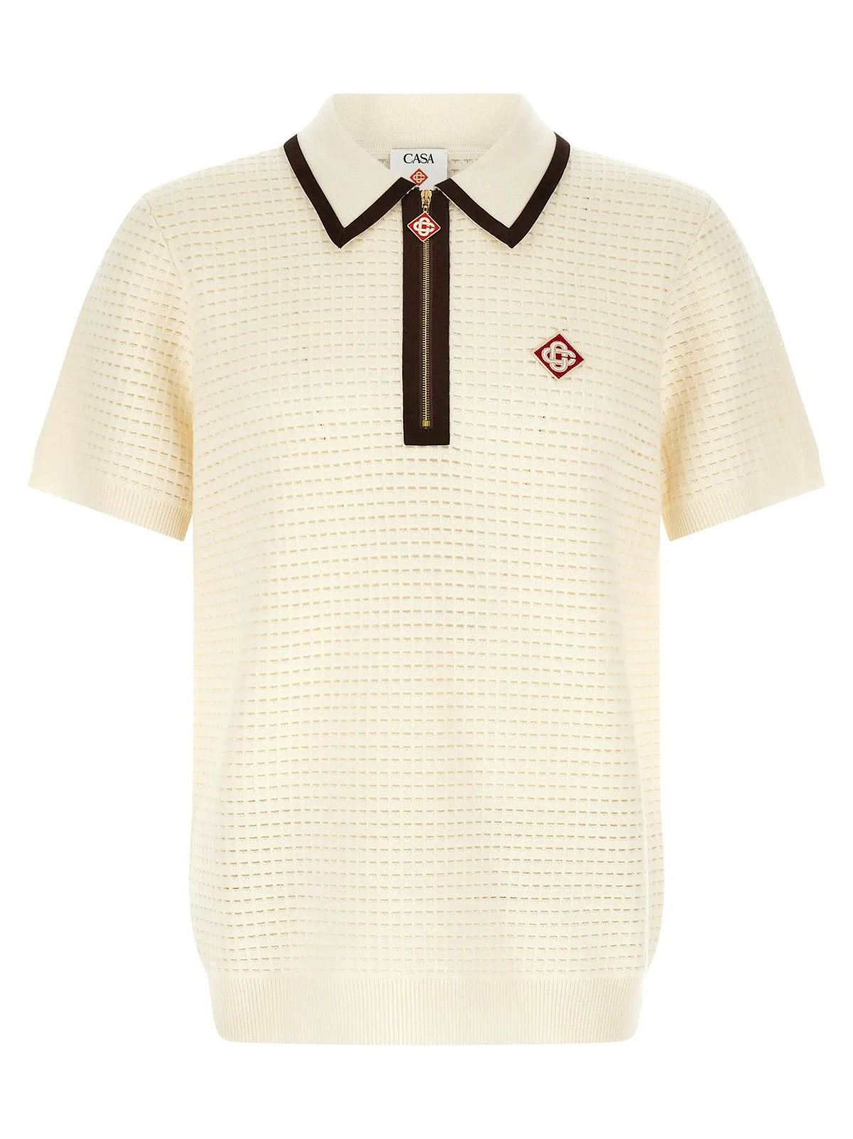 Casablanca White Wool Polo Shirt