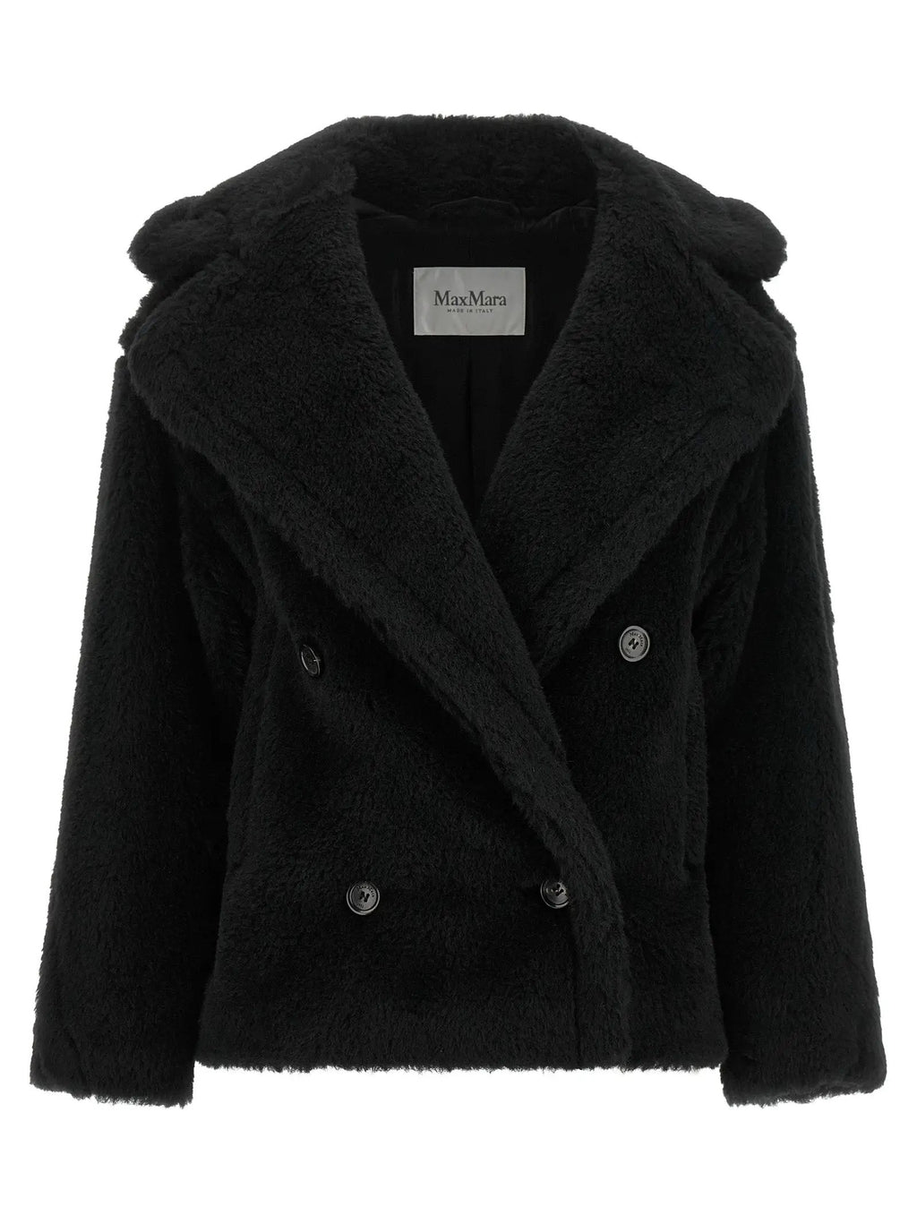 Manteau Max Mara en cuir d'alpaga noir