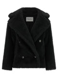 Manteau Max Mara en cuir d'alpaga noir