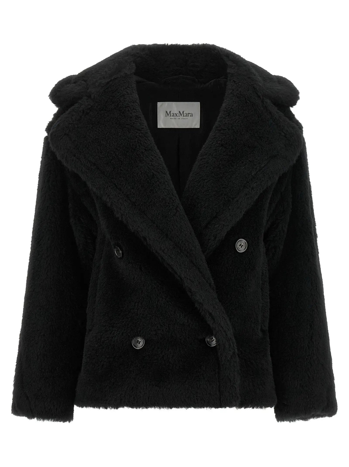 Manteau Max Mara en cuir d'alpaga noir