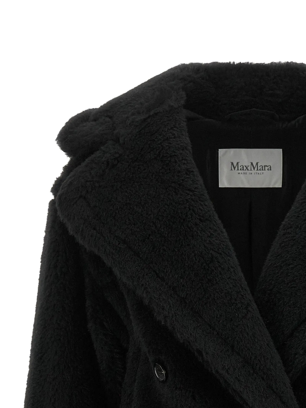 Manteau Max Mara en cuir d'alpaga noir