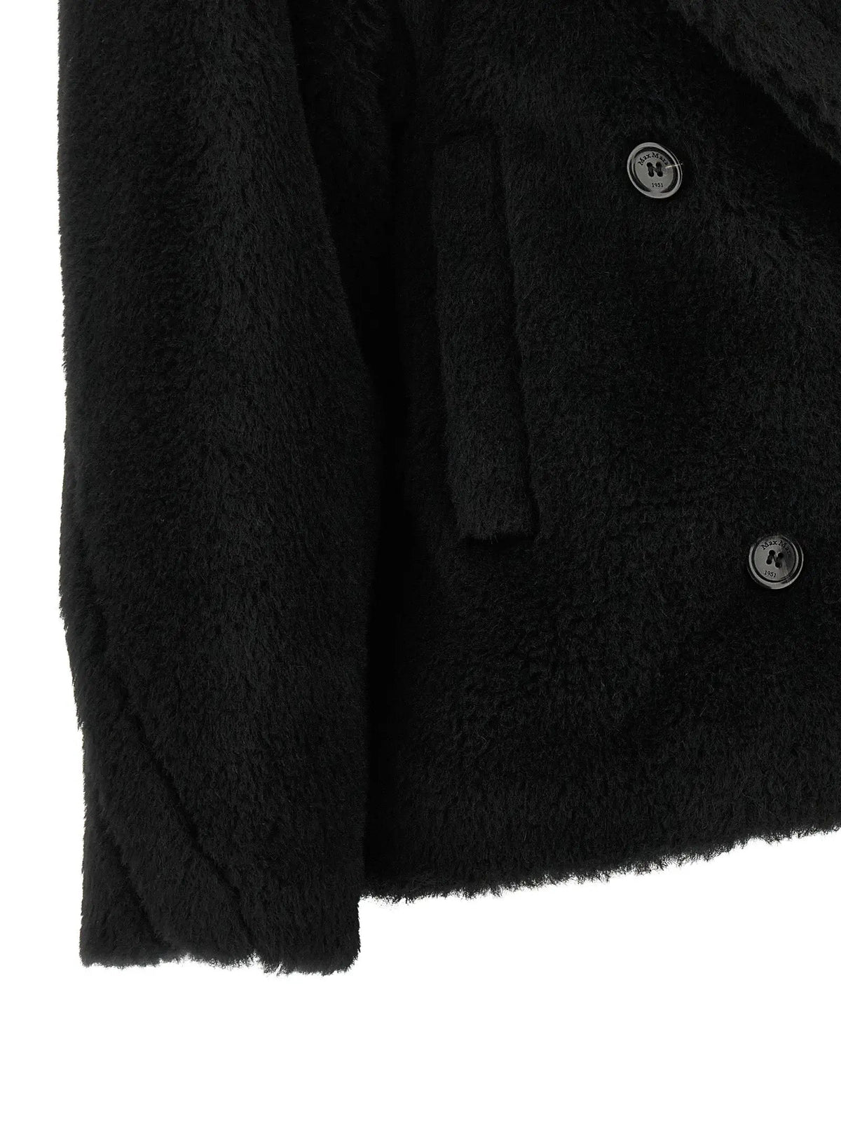 Manteau Max Mara en cuir d'alpaga noir