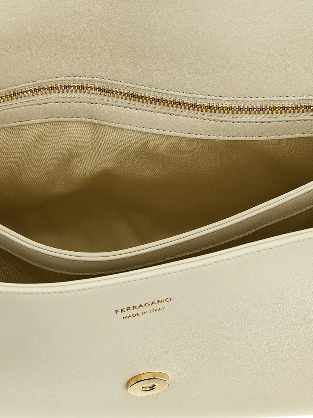 Ferragamo White Calfskin Shoulder Bag