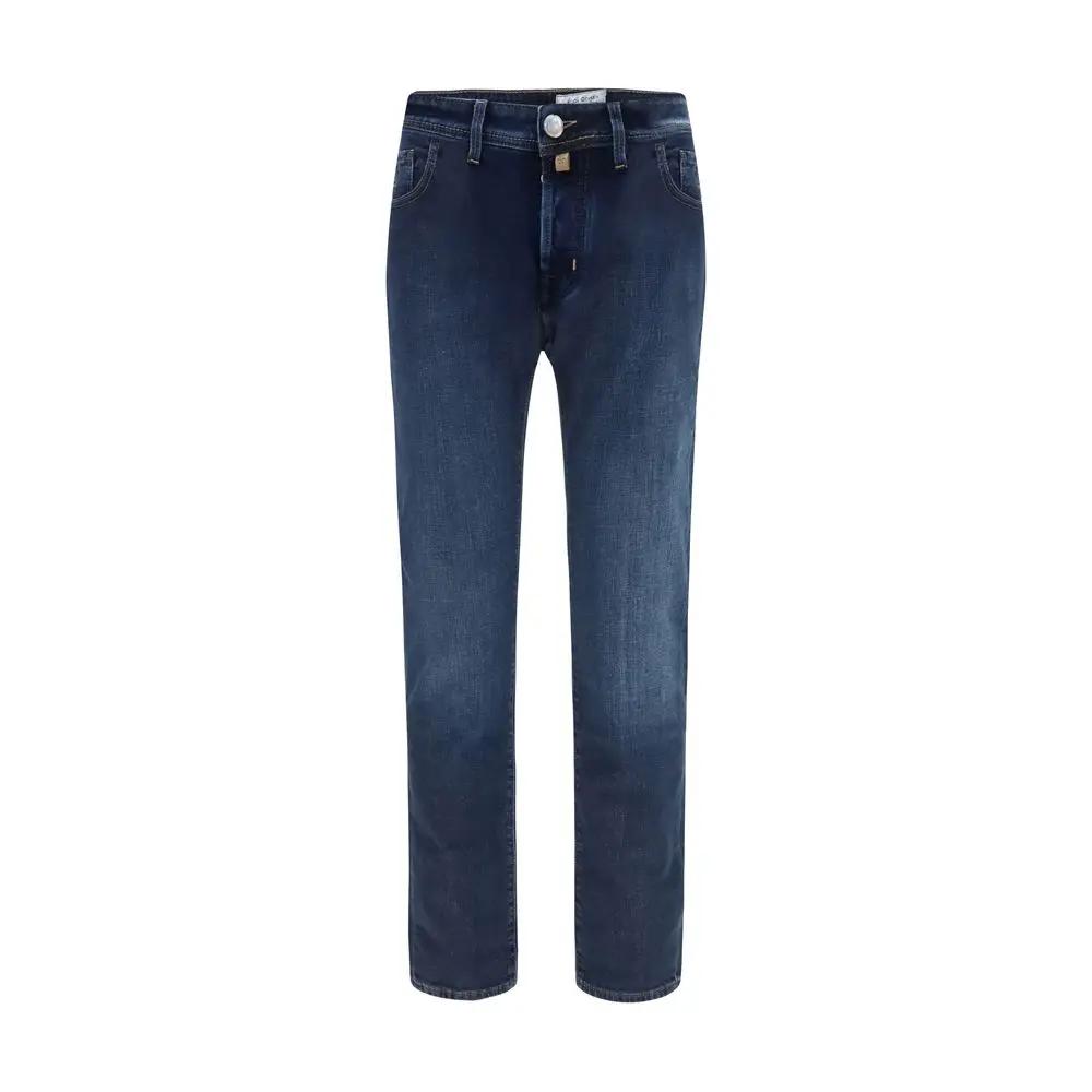 Jacob Cohen Blue Cotton Tapered Jeans