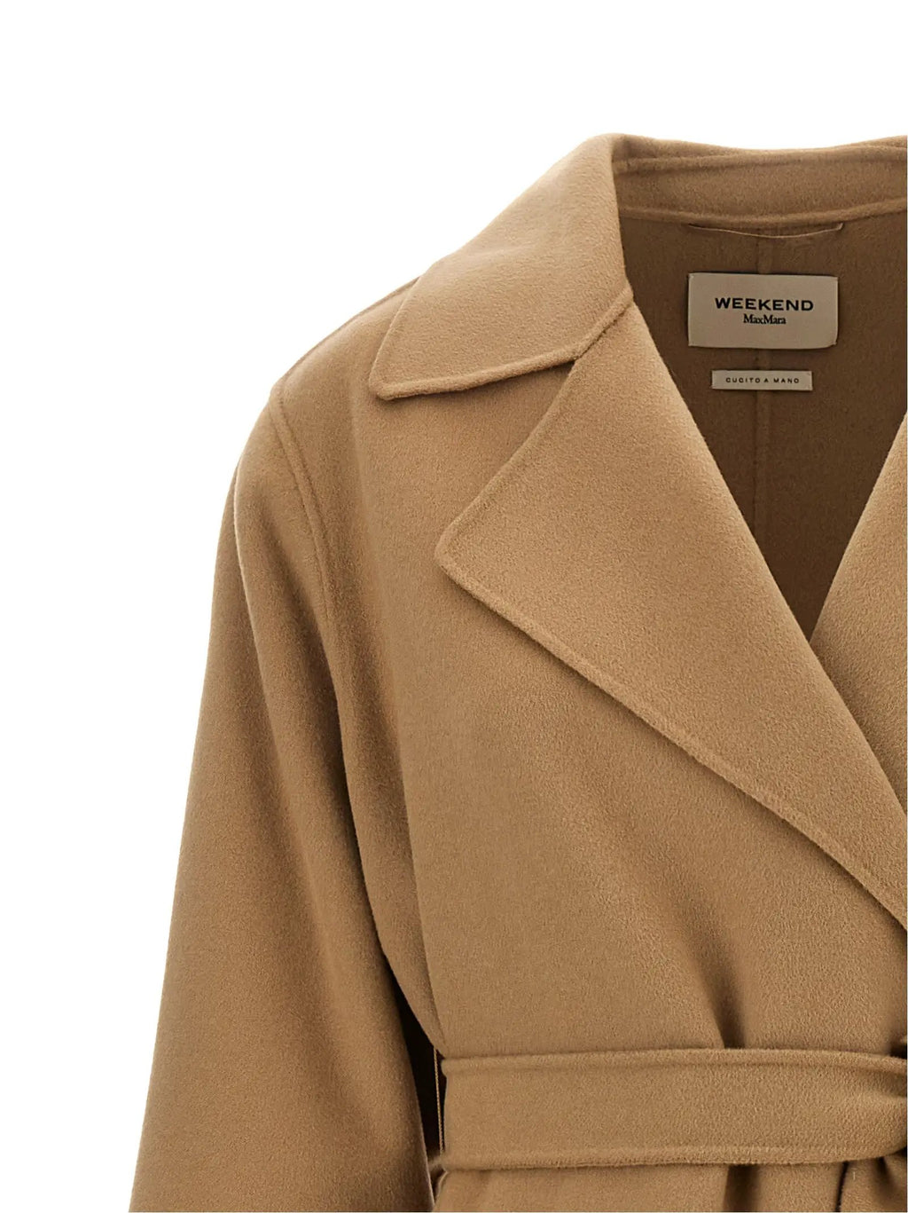 Women's Beige Operoso Virgin Wool Belted Coat – Weekend Max Mara