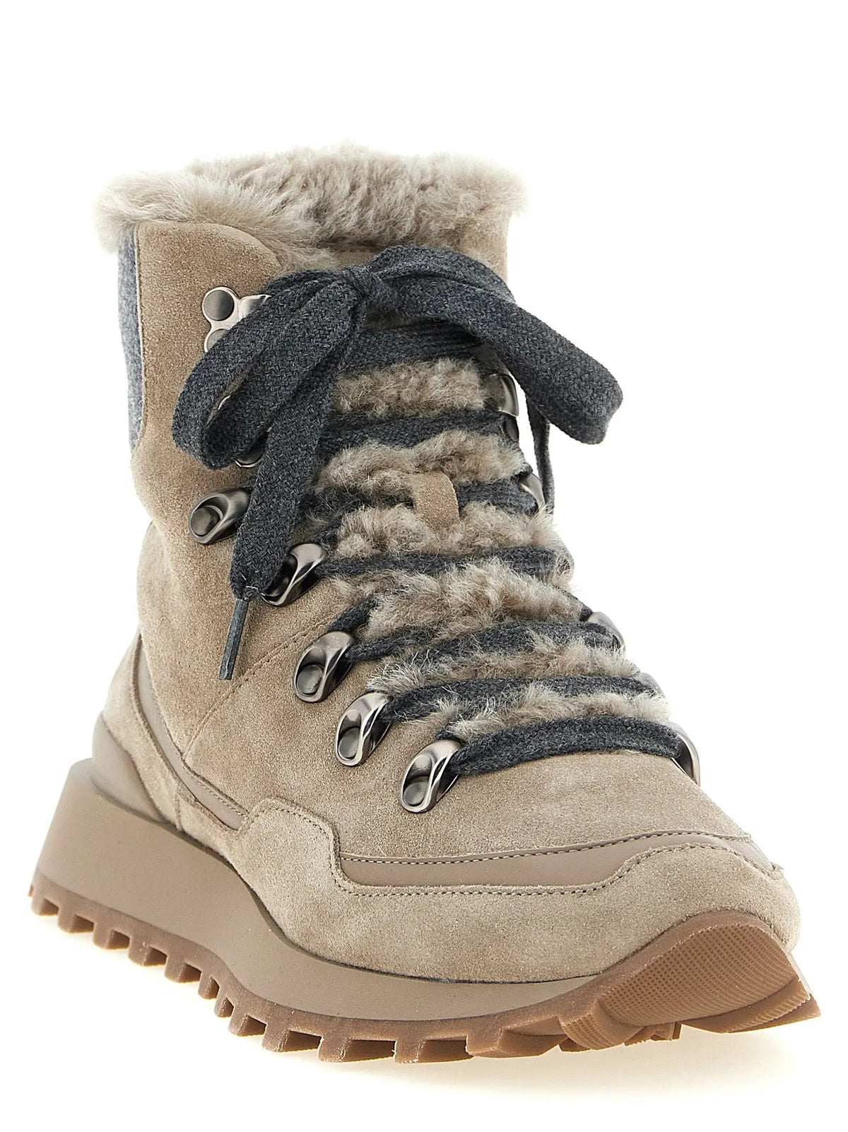 Brunello Cucinelli Bottines en veau velours beige