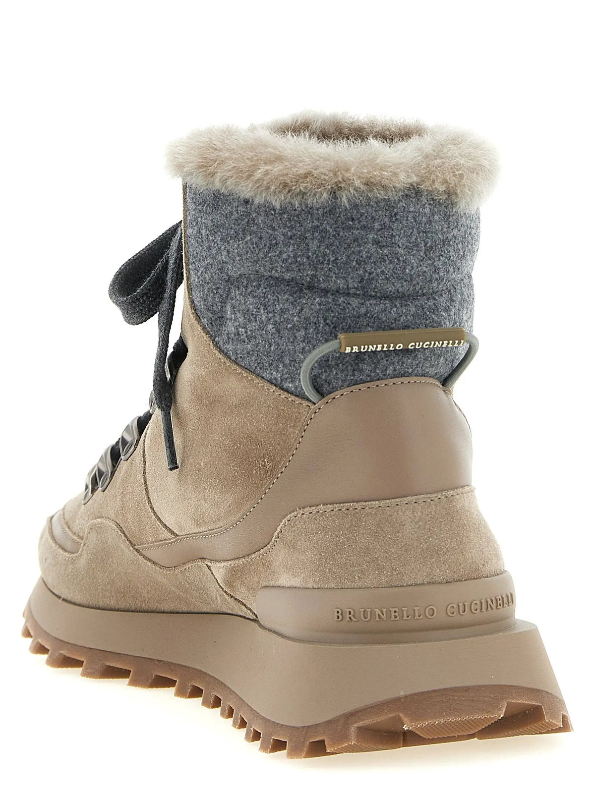 Brunello Cucinelli Bottines en veau velours beige