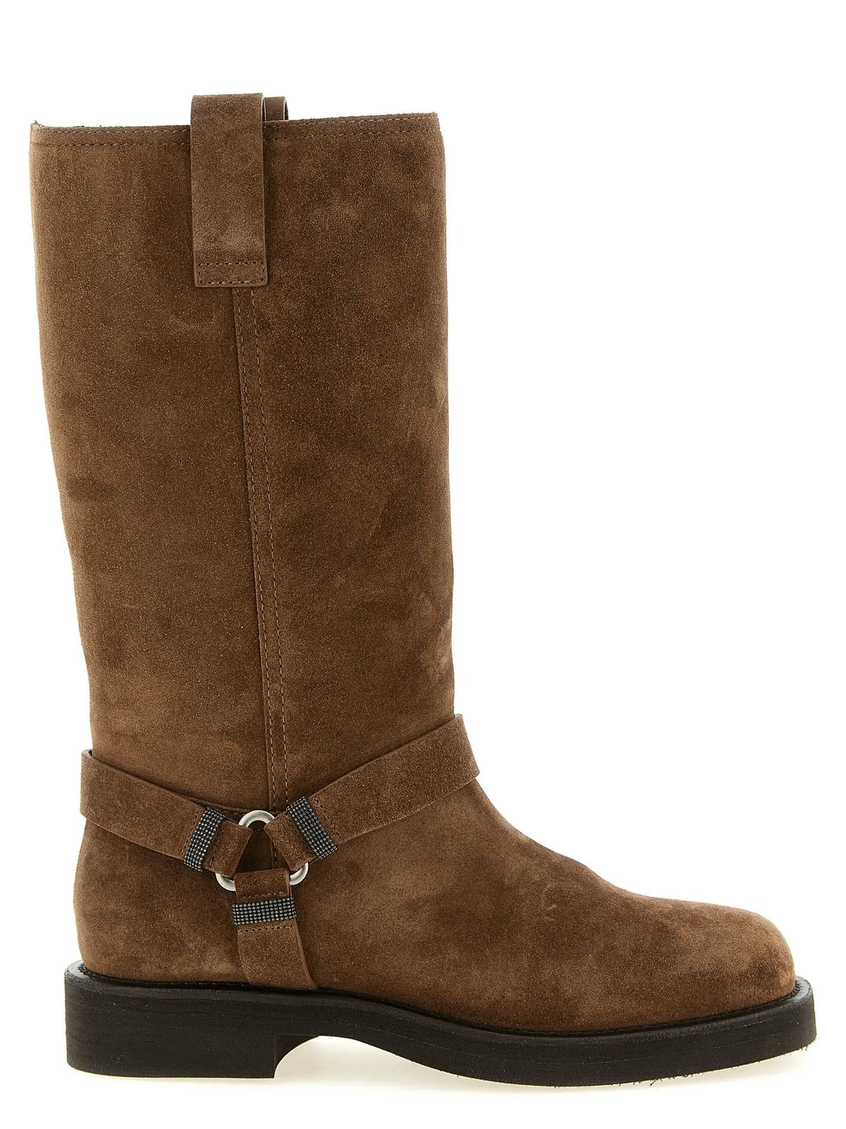 Cuissardes en cuir de veau marron femme – Brunello Cucinelli