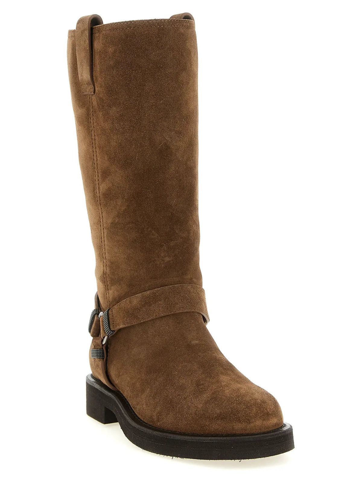 Cuissardes en cuir de veau marron femme – Brunello Cucinelli