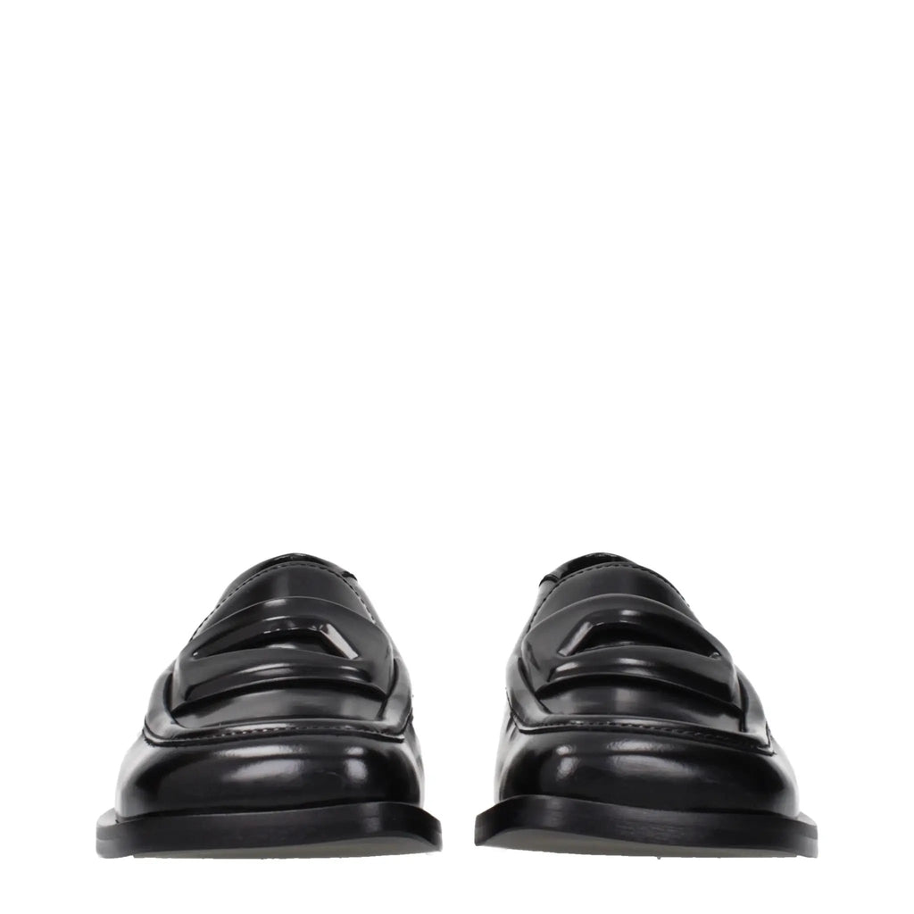 The Attico Black Leather Slip-On Loafers