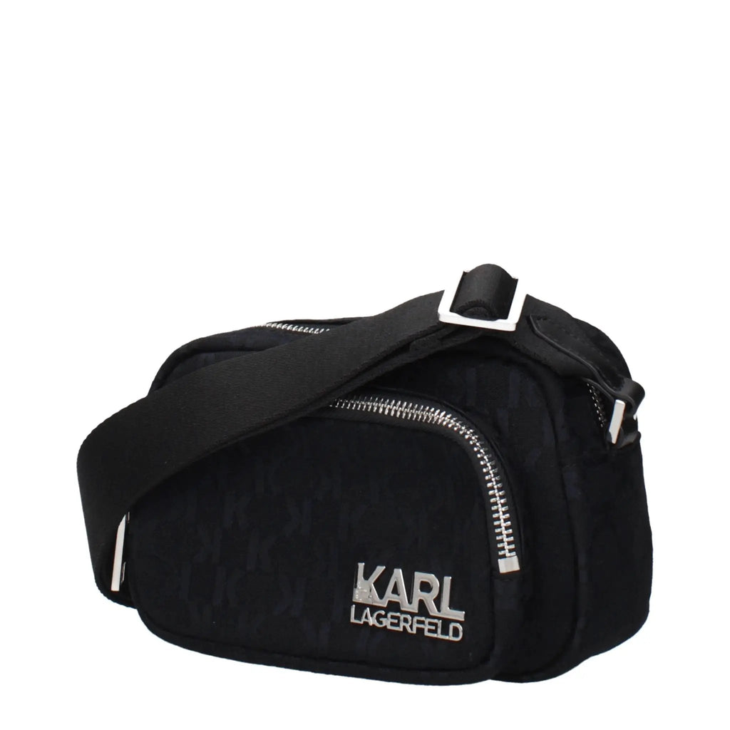 Karl Lagerfeld Black Fabric Crossbody Bag