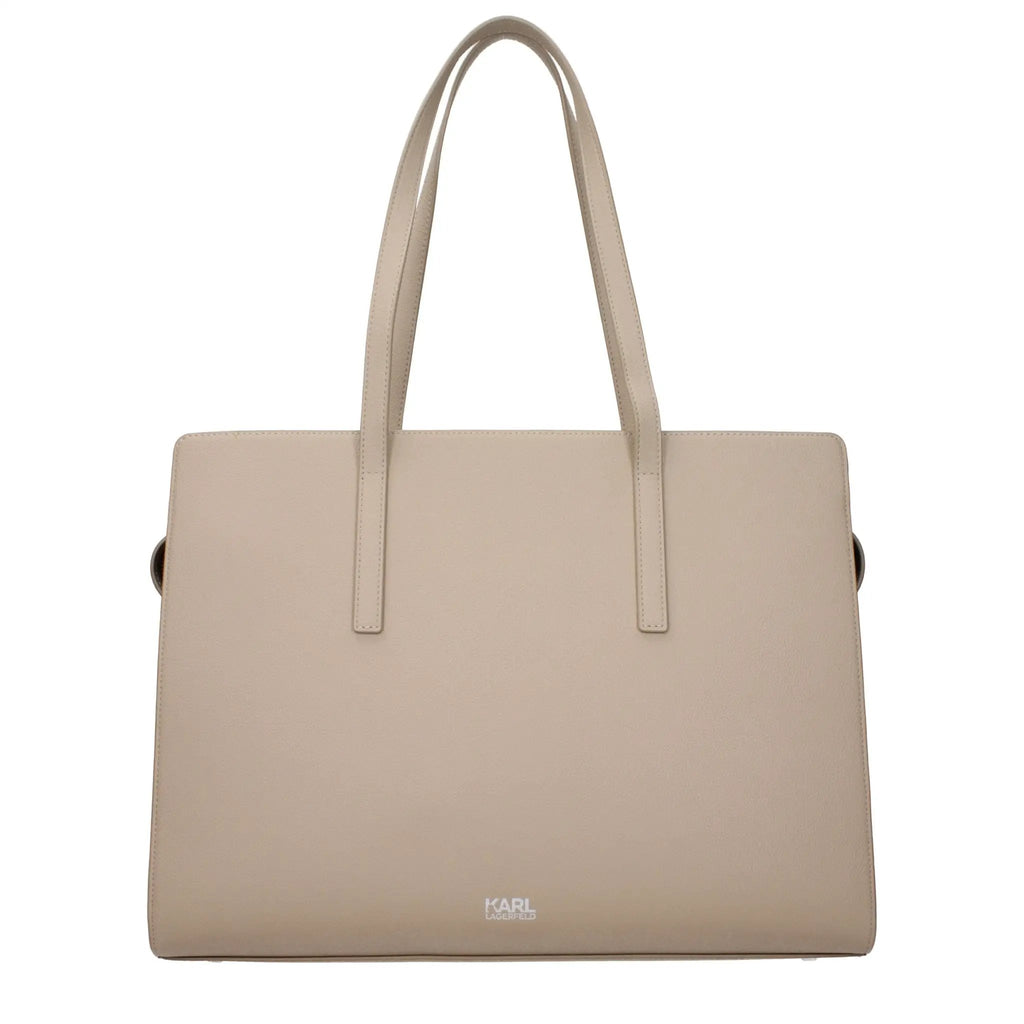 Karl Lagerfeld Beige Leather Shoulder Bag