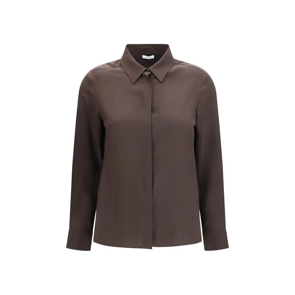 Chemise Habillée en Soie Marron Lardini