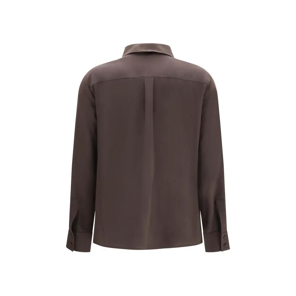 Lardini Brown Silk Dress Shirt