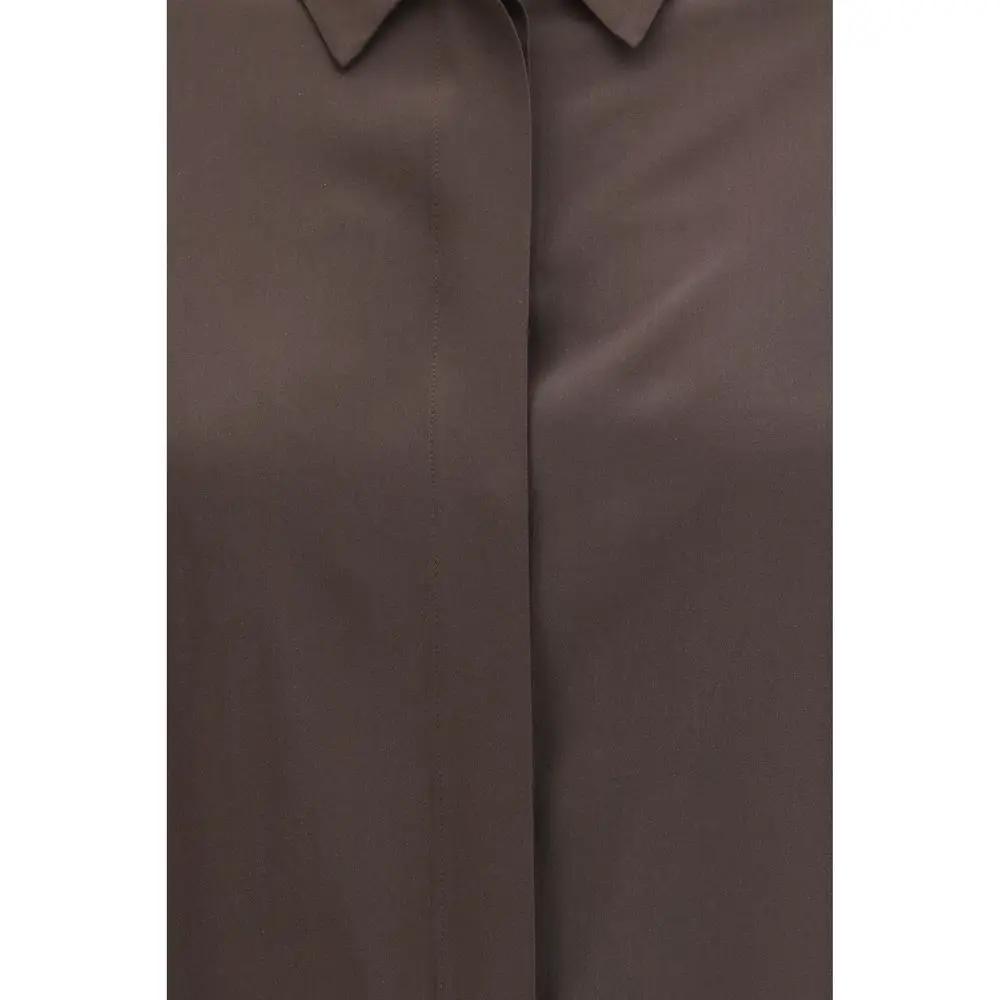 Lardini Brown Silk Dress Shirt