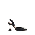 Amina Muaddi Black Satin High Heel Pumps