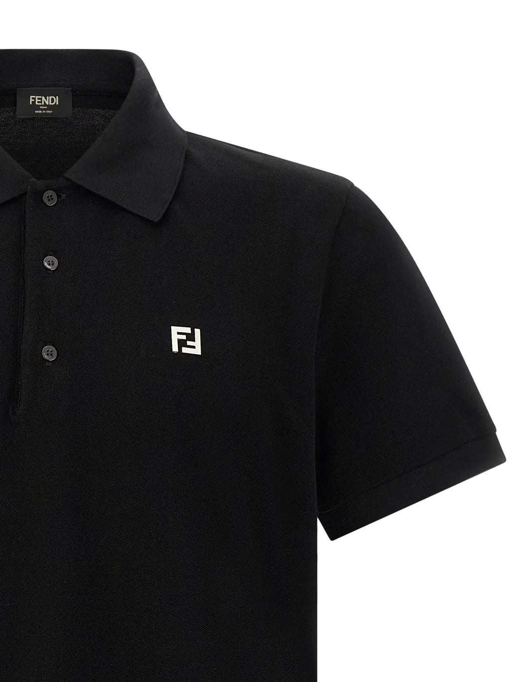 Fendi Black Cotton Polo Shirt