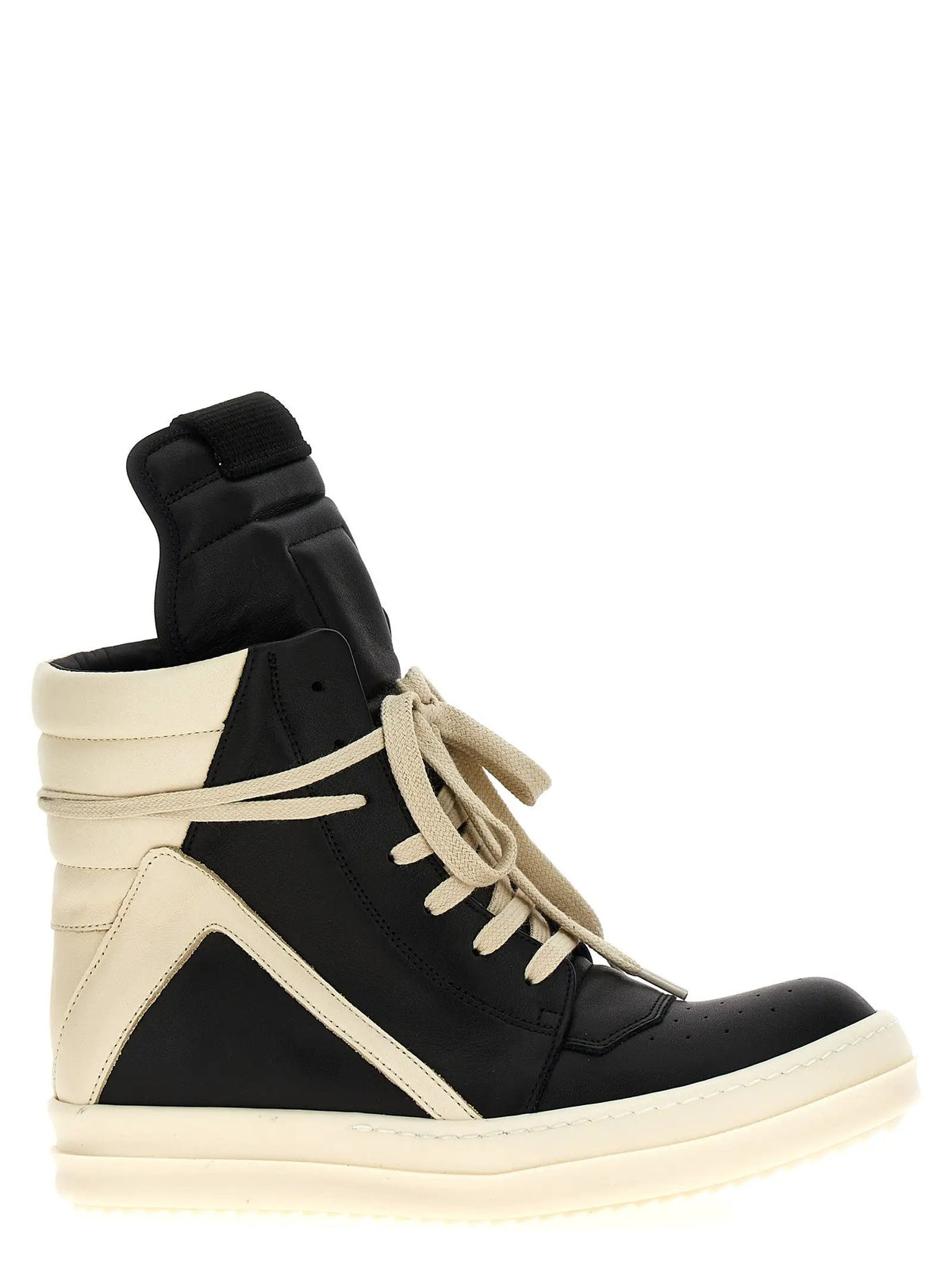 Baskets montantes bicolores en cuir de veau Rick Owens