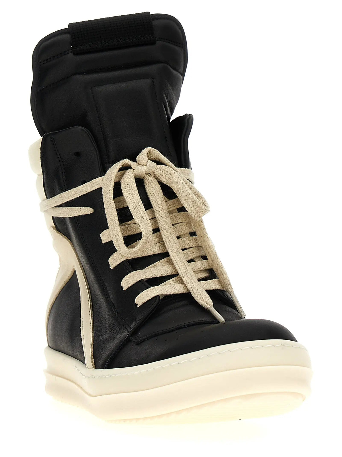Baskets montantes bicolores en cuir de veau Rick Owens