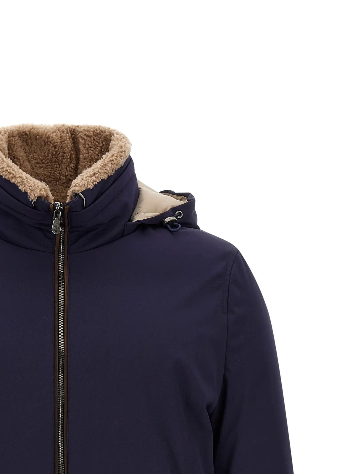 Men's Blue Padded Jacket with Shearling Collar – Brunello Cucinelli