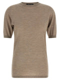 Women's Beige Cashmere & Silk Short-Sleeve Sweater – Fabiana Filippi