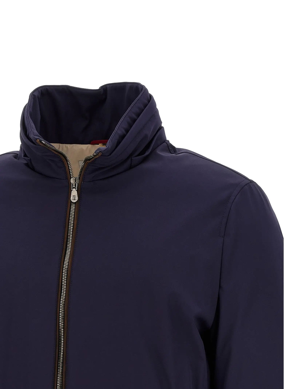 Men's Blue Padded Jacket with Shearling Collar – Brunello Cucinelli
