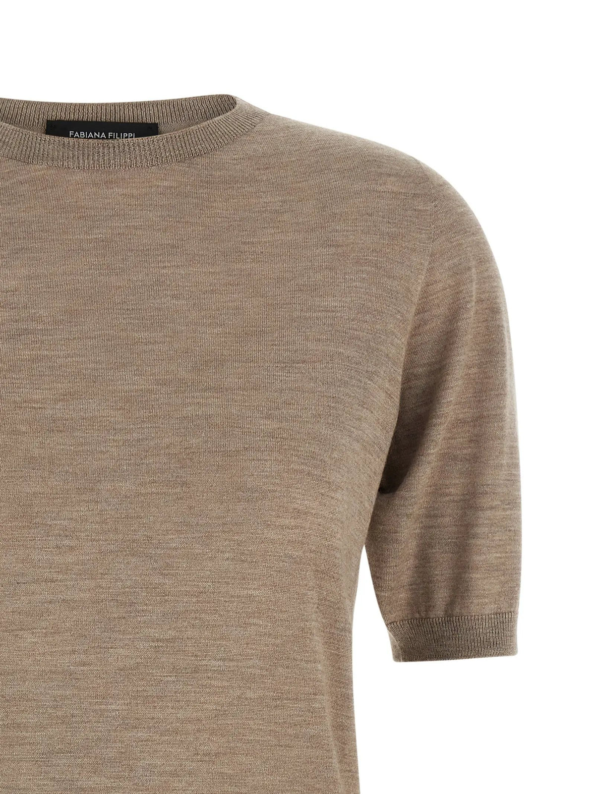 Women's Beige Cashmere & Silk Short-Sleeve Sweater – Fabiana Filippi
