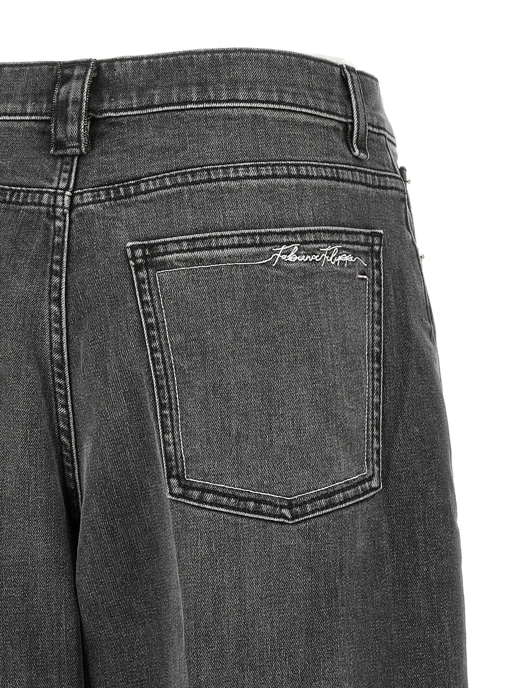 Fabiana Filippi Gray Cotton Relaxed Fit Jeans
