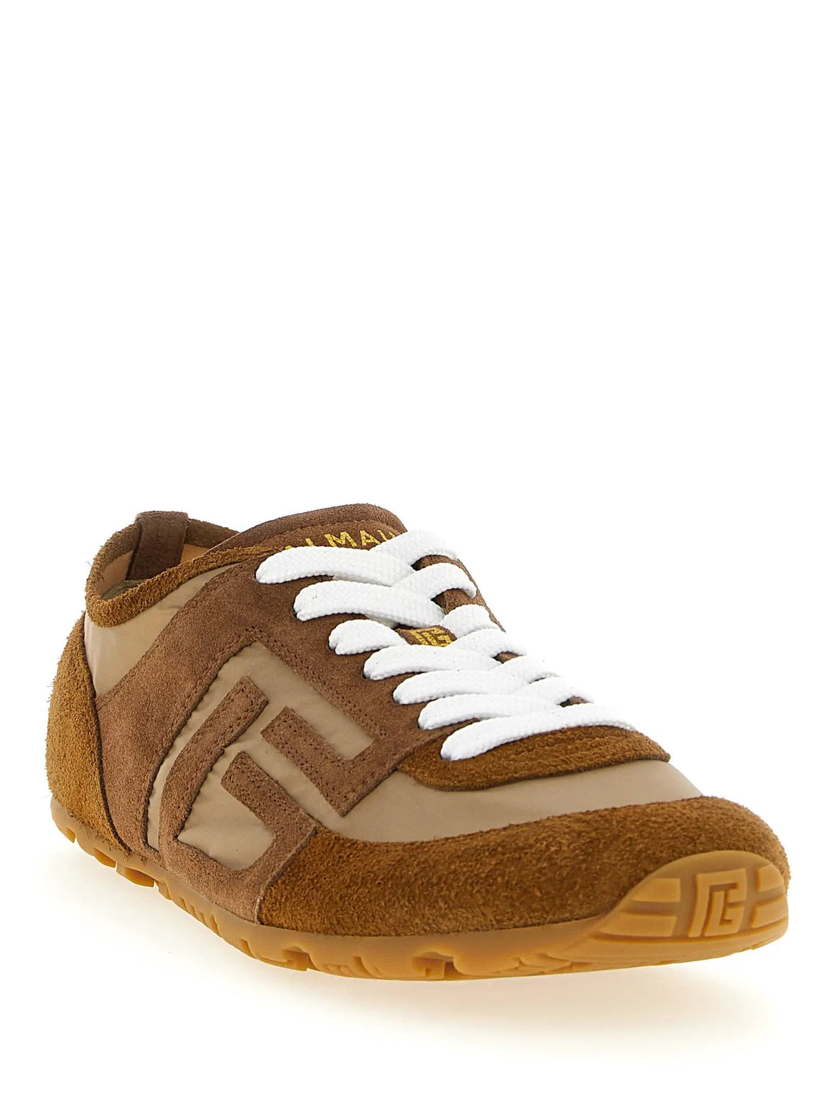 Baskets Balmain en cuir de veau marron