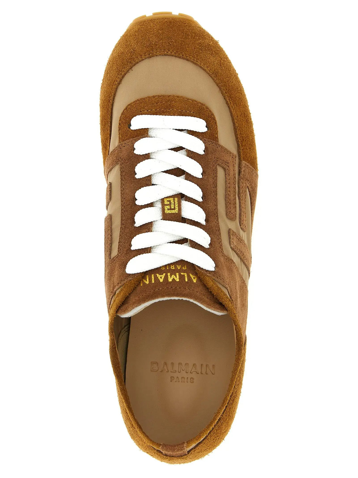 Baskets Balmain en cuir de veau marron