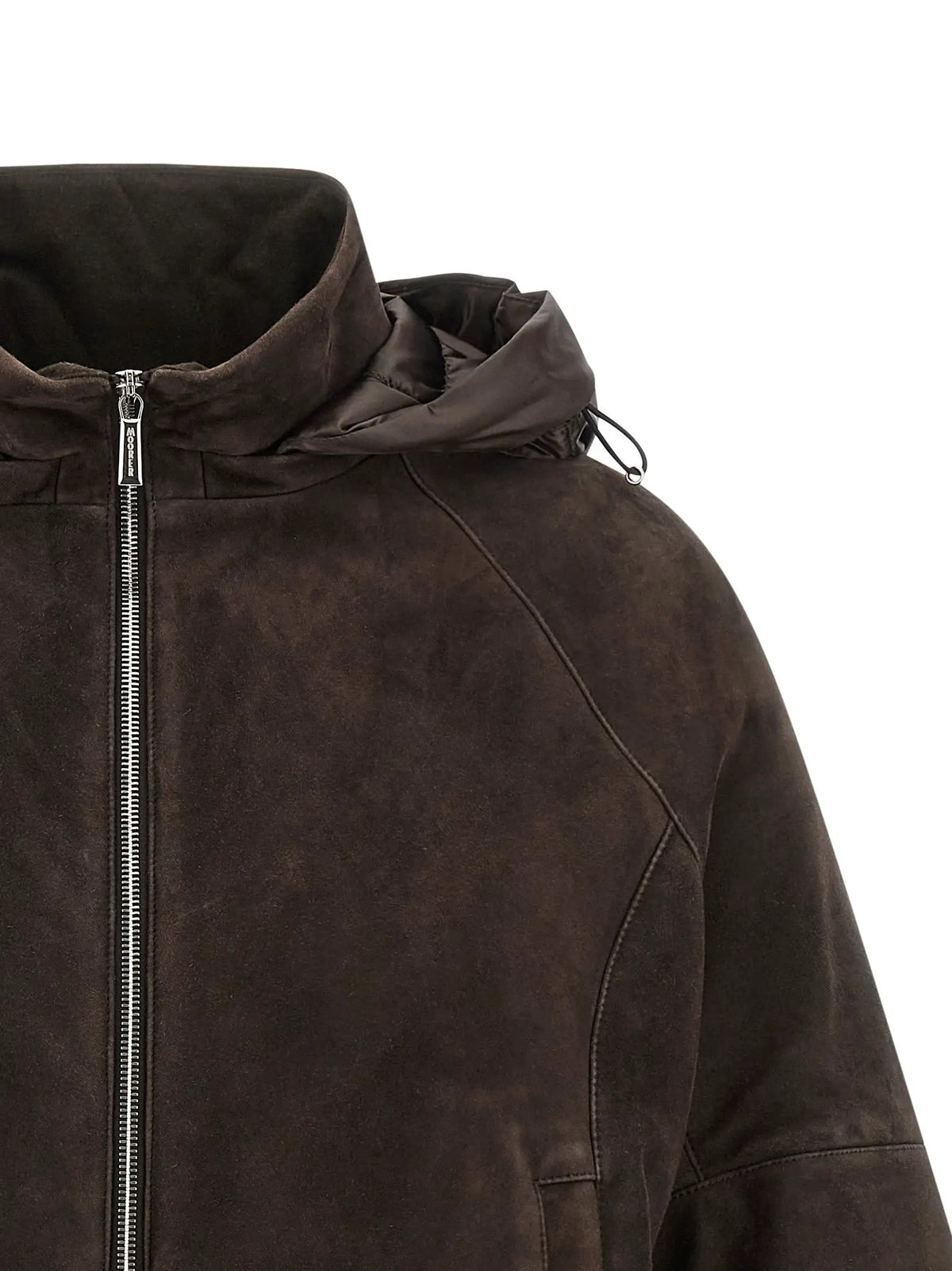 MooRER Brown Wool Leather Jacket