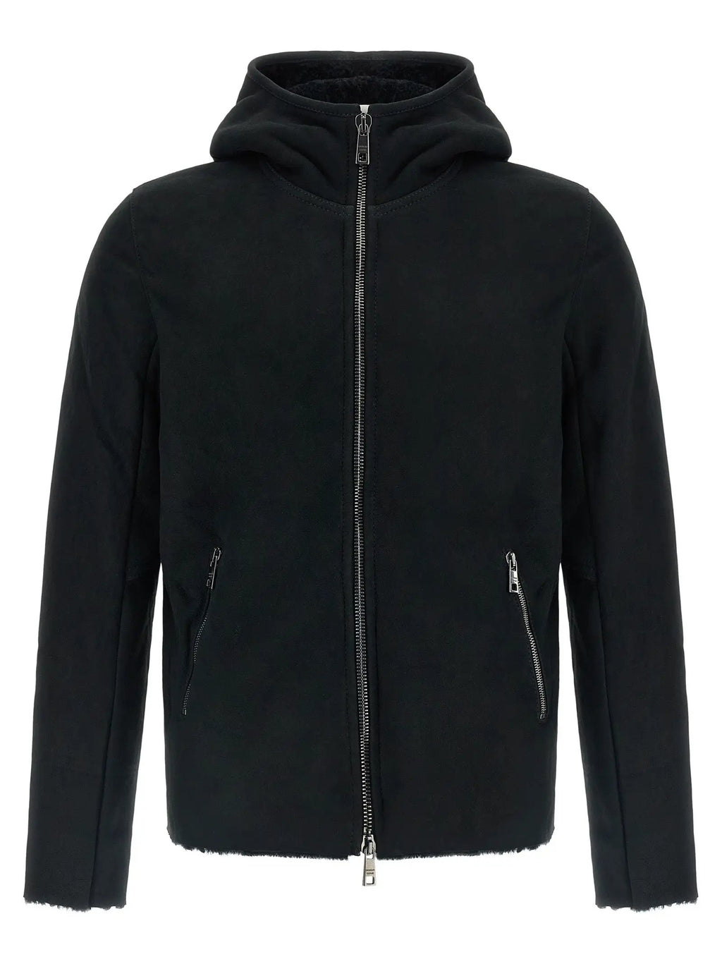 GIORGIO BRATO Black Lamb Leather Sweatshirt