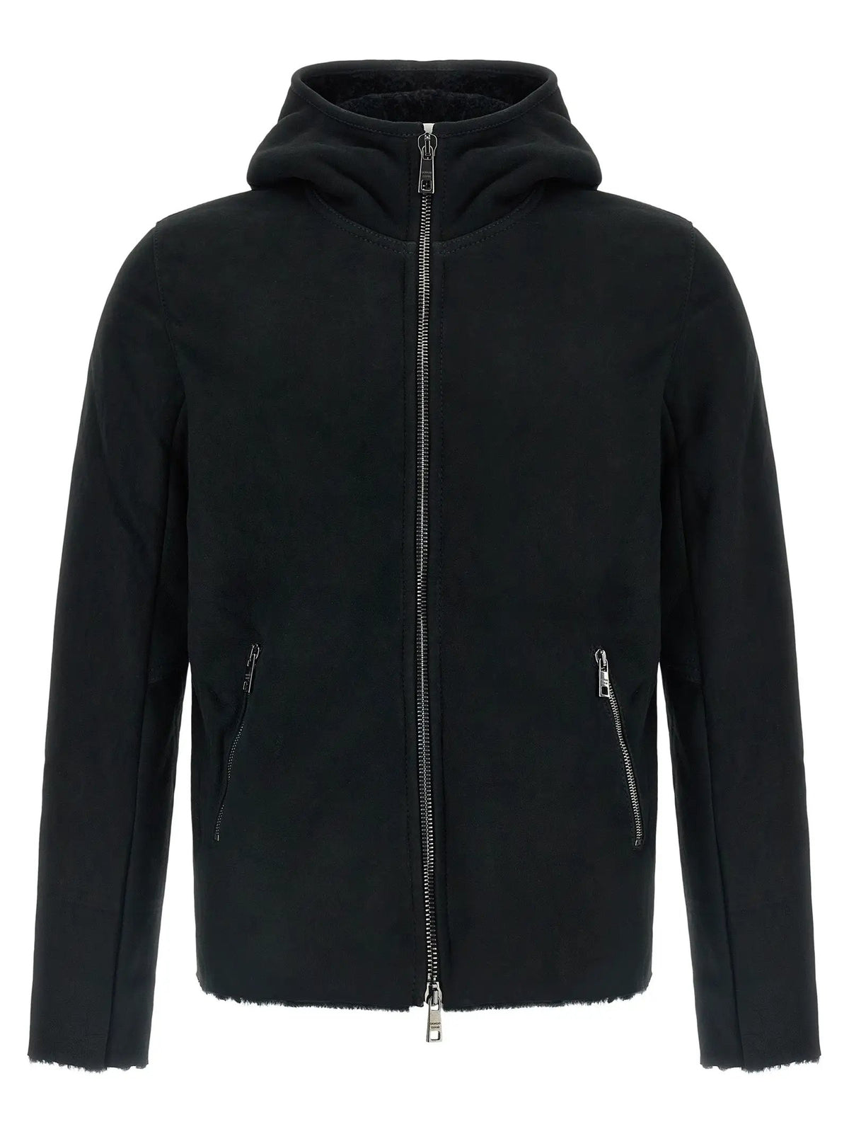 GIORGIO BRATO Black Lamb Leather Sweatshirt