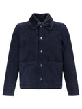 GIORGIO BRATO Blue Lamb Leather Leather Jacket