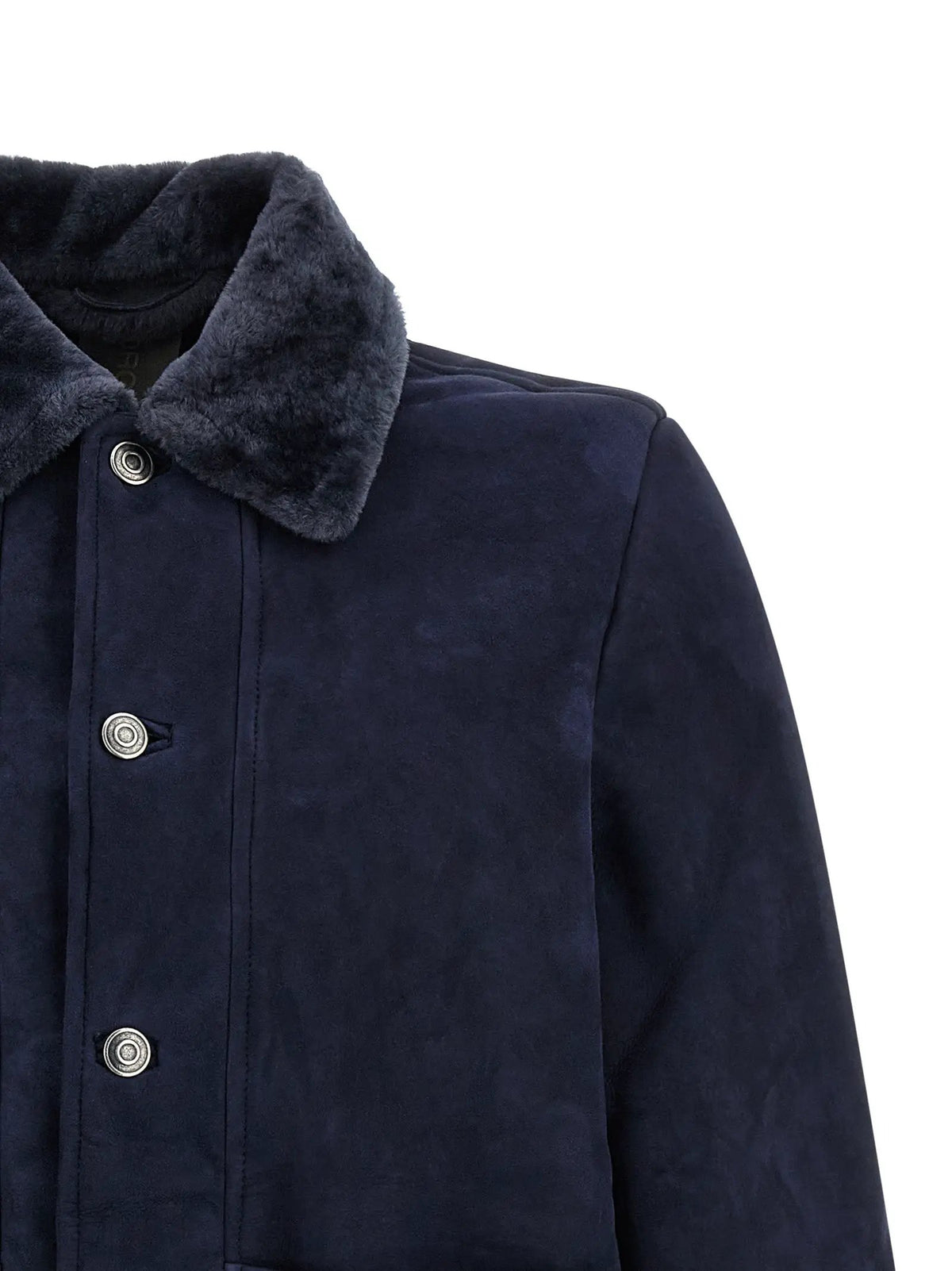 GIORGIO BRATO Blue Lamb Leather Leather Jacket