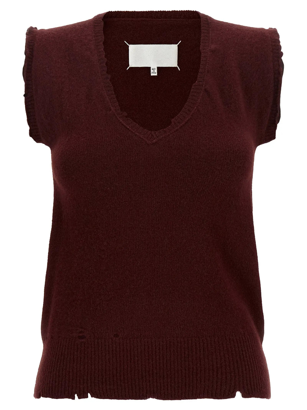 Maison Margiela Bordeaux Virgin Wool Sleeveless Jacket