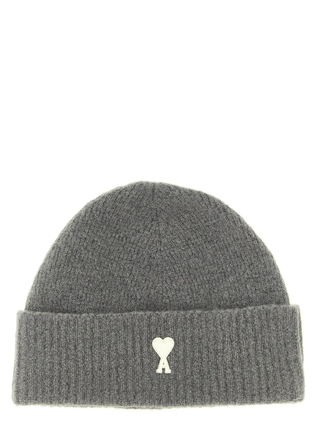 Ami Paris Gray Alpaca Leather Beanie