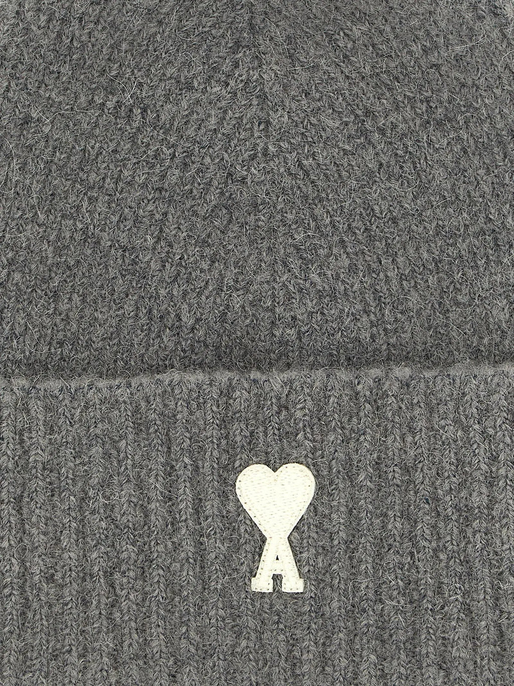 Ami Paris Gray Alpaca Leather Beanie
